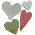 Floristik24 Fa szívek szívek dekoráció szürke piros zöld 3-6,5cm 8db