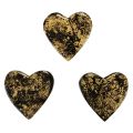 Floristik24 Fa szívek dekoratív szívek fekete arany fényes hatású 4,5cm 8db