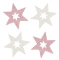 Floristik24 Fa csillag 3,5cm rózsaszín / fehér csillámmal 72db