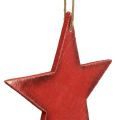 Floristik24 Akasztható fa csillagok 9 / 13cm piros 12db