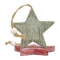 Floristik24 Fából készült csillagok díszcsillagok akasztható vintage dekorációhoz Ø6,5cm 10db