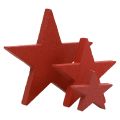 Floristik24 Fa csillagok dekoráció szórvány dekoráció karácsonyi piros 3/5/7cm 29db