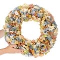 Műhortenzia koszorú, színes, ajtóra és falra, 55cm | Floristik24.hu
