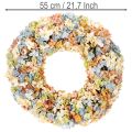 Műhortenzia koszorú, színes, ajtóra és falra, 55cm | Floristik24.hu