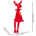 Dekoratív jávorszarvas figura masnival, ülő, pelyhesített polcon ülő, 54cm | Floristik24.hu