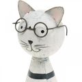 Floristik24 Szemüveges macska, elhelyezhető dekoratív figura, fém fekete-fehér macskafigura H16cm Ø7cm