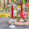 Floristik24 Gyertya dekoráció, tavaszi, mécsestartó virágokkal, fém dekoráció esküvőre