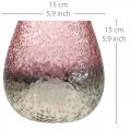 Floristik24 Üveglámpás, teamécses tartó, asztaldísz, gyertyaüveg rózsaszín / ezüst Ø15cm H15cm