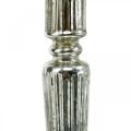 Floristik24 Lámpás üveg gyertyatartó antik megjelenés, ezüst Ø11,5 cm H42,5 cm