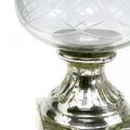 Floristik24 Lámpás üveg alappal antik megjelenés ezüst Ø17cm H31.5cm