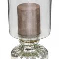 Floristik24 Lámpás üveg gyertyaüveg antik megjelenésű ezüst Ø13cm H24cm