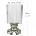 Floristik24 Lámpás üveg gyertyaüveg antik megjelenésű ezüst Ø13cm H24cm