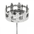 Floristik24 Gyertya díszítő korona, teamécses tartó ragasztható, Adventi dekoráció ezüst Ø5,5cm 4db