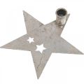 Floristik24 Fém díszítő csillag, kúpos gyertyatartó karácsonyi ezüsthöz, antik megjelenés 20cm × 19,5cm