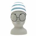 Floristik24 Dekoratív fejű úszó szemüveggel és fürdősapkával kék fehér H15cm / 16cm 2db