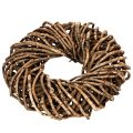 Természetes gallyakból készült kerek rattan koszorú kézműveskedéshez, 35 cm | Floristik24.hu