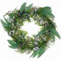 Floristik24 Dekoratív koszorú eukaliptusz, páfrány, virágok Műkoszorú