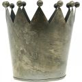 Deco korona antik megjelenés szürke fém asztaldísz Ø15cm H15cm | Floristik24.hu