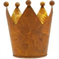Floristik24 Tealámpa tartó korona rozsda arany megjelenésű fém dekoráció H11cm
