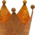 Floristik24 Tealámpa tartó korona rozsda arany megjelenésű fém dekoráció H10cm