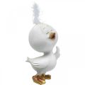 Floristik24 Kellemes húsvéti csaj, tollas kacsa, húsvéti dekorációs csaj fehér, arany H14cm