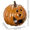 Kerámia tök Halloween LED dekoráció 15cm | Floristik24.hu