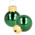 Floristik24 Mini karácsonyi labdák üvegzöld matt/fényes Ø2cm 44db