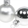 Floristik24 Karácsonyi labdák üveg ezüst golyó matt/fényes Ø4cm 60db