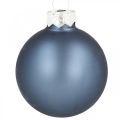 Floristik24 Karácsonyi golyók üveg kék matt fényes Ø5,5cm 26db