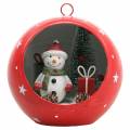 Floristik24 Karácsonyi labda hóemberhez és LED piros Ø14cm Elemekhez