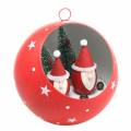 Floristik24 Karácsonyi labda Mikulás akasztásához és LED piros Ø20cm elemekhez