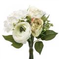 Floristik24 Művirágok deco csokor rózsák ranunculus hortenzia H23cm