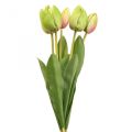 Floristik24 Művirág tulipánzöld, tavaszi virág 48cm 5 db-os köteg
