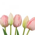 Floristik24 Művirág tulipán rózsaszín, tavaszi virág 48cm 5 db-os köteg