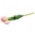 Floristik24 Művirág tulipán rózsaszín, tavaszi virág 48cm 5 db-os köteg