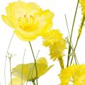 Floristik24 Csokor sárga művirágból, mákból és ranunculusból egy csokorban, selyemvirág, tavaszi dekoráció L45cm