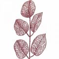 Floristik24 Mesterséges növények, deko levelek, műág rózsaszín csillám L36cm 10db