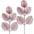 Floristik24 Mesterséges növények, deko levelek, műág rózsaszín csillám L36cm 10db