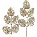 Floristik24 Mesterséges növények, ágdísz, deco leveles arany glitter L36cm 10db