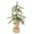 Floristik24 Műnövény hóval, LED karácsonyfa jutazsákban, elemes, beltéri használatra, 50cm