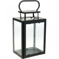 Floristik24 Dekoratív lámpás fekete fém, téglalap alakú üveg lámpa 19x15x30,5cm