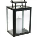 Floristik24 Dekoratív lámpás fekete fém, téglalap alakú üveg lámpa 19x15x30,5cm