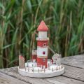 Floristik24 Lighthouse teamécses tartó piros, fehér 4 db mécses Ø25cm H28m