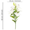 Műliliomok, 6 fehér virág, valósághű virágzó ág, 66 cm | Floristik24.hu
