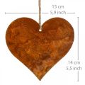 Floristik24 Dekoratív fém szívek, őszi díszek, dekoratív medálok, patina 14×15cm 6db