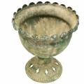 Floristik24 Dekoratív pohár, antik megjelenés, fém, mohazöld Ø13cm H14,5cm