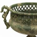 Floristik24 Dekoratív csésze, antik megjelenés, fém, mohazöld, Ø19cm, H35,5cm
