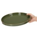 Dekoratív tálca zöld színben, arany szegéllyel, modern, 30 cm | Floristik24.hu