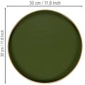 Dekoratív tálca zöld színben, arany szegéllyel, modern, 30 cm | Floristik24.hu