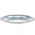 Floristik24 Dekoratív tányér, elrendezés alap, fém tányér ezüst, asztaldísz Ø26cm